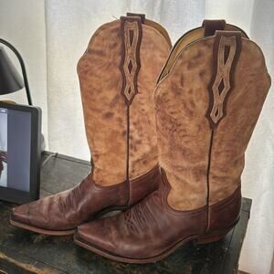 Boulet Brown Leather Cowboy Boots 8